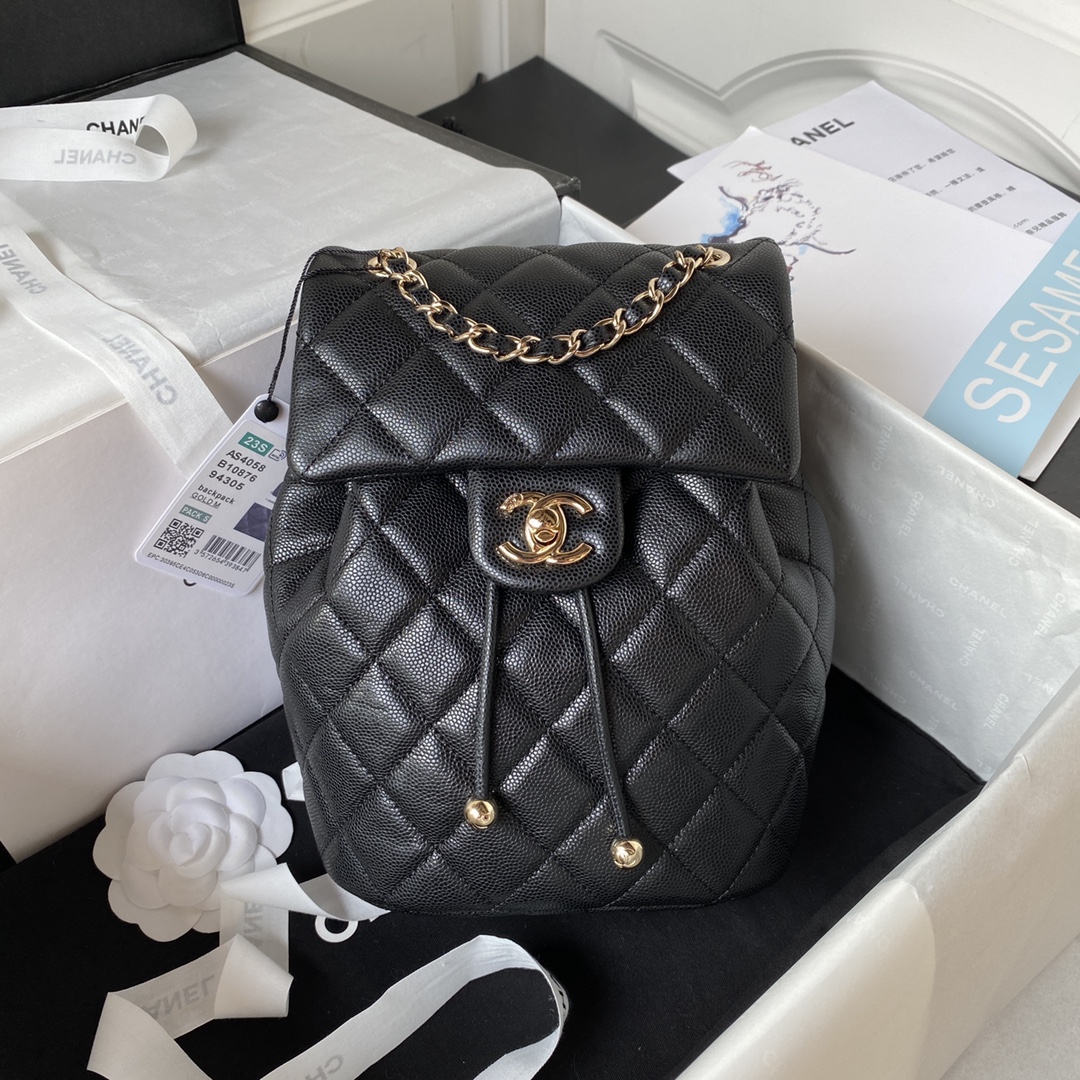 Caviar Leather Mini Backpack AS4058 Black